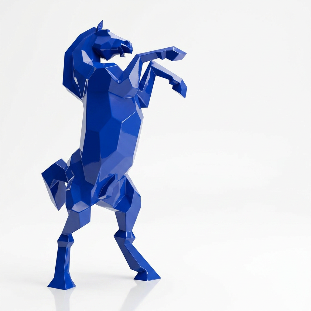 Grande Sculpture Cheval Cabré Facetté - Sculpture Origami