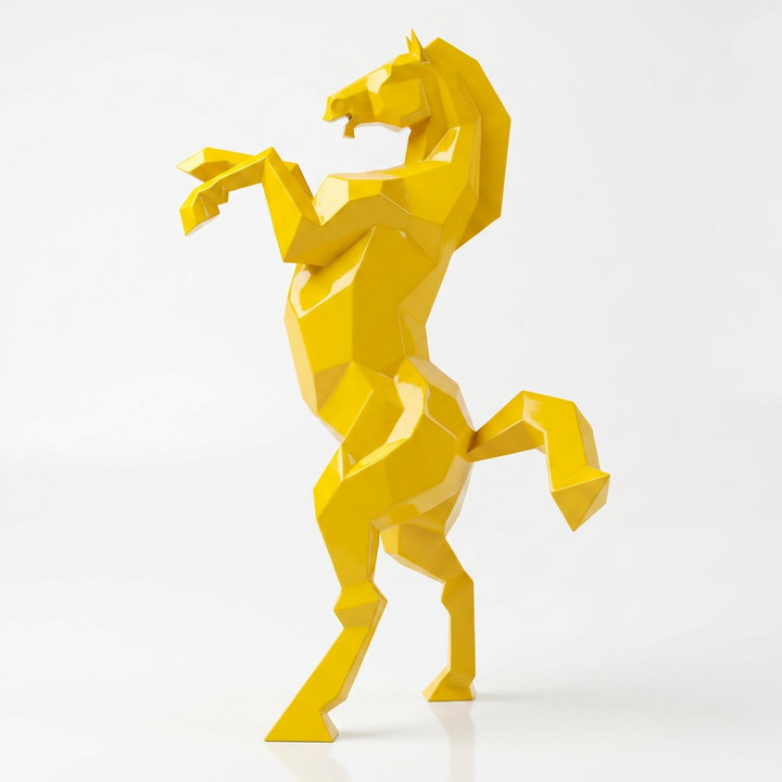 Grande Sculpture Cheval Cabré Facetté