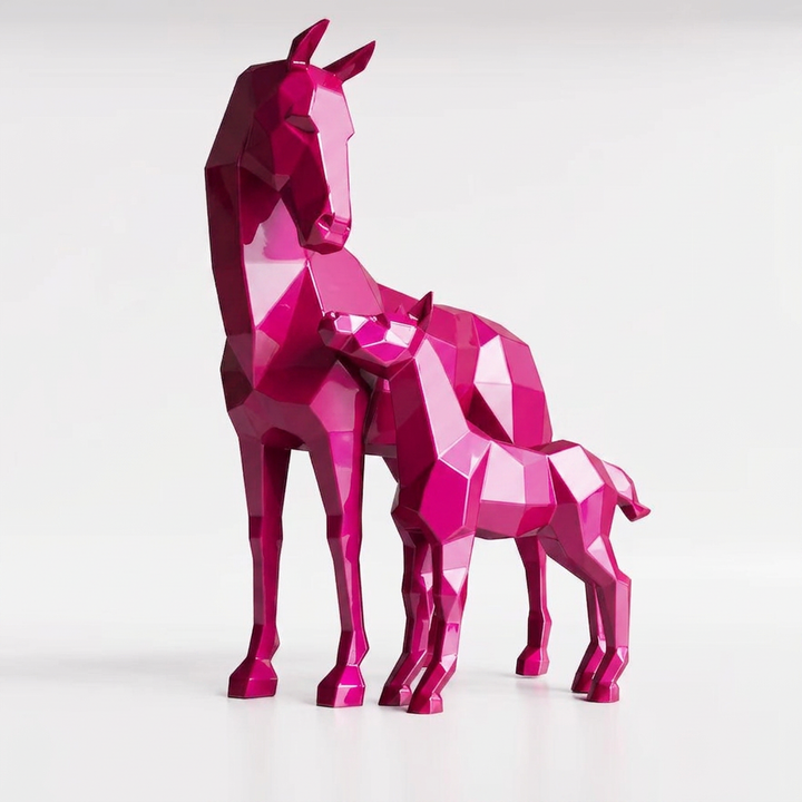 Grande Sculpture Cheval et Poulain