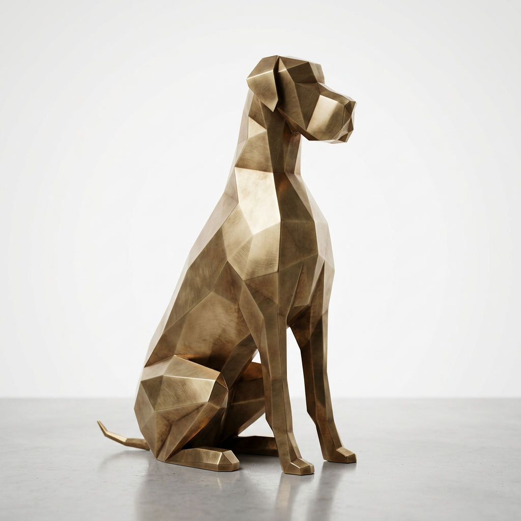 Grande Sculpture Chien Allemand Origami - Sculpture Origami