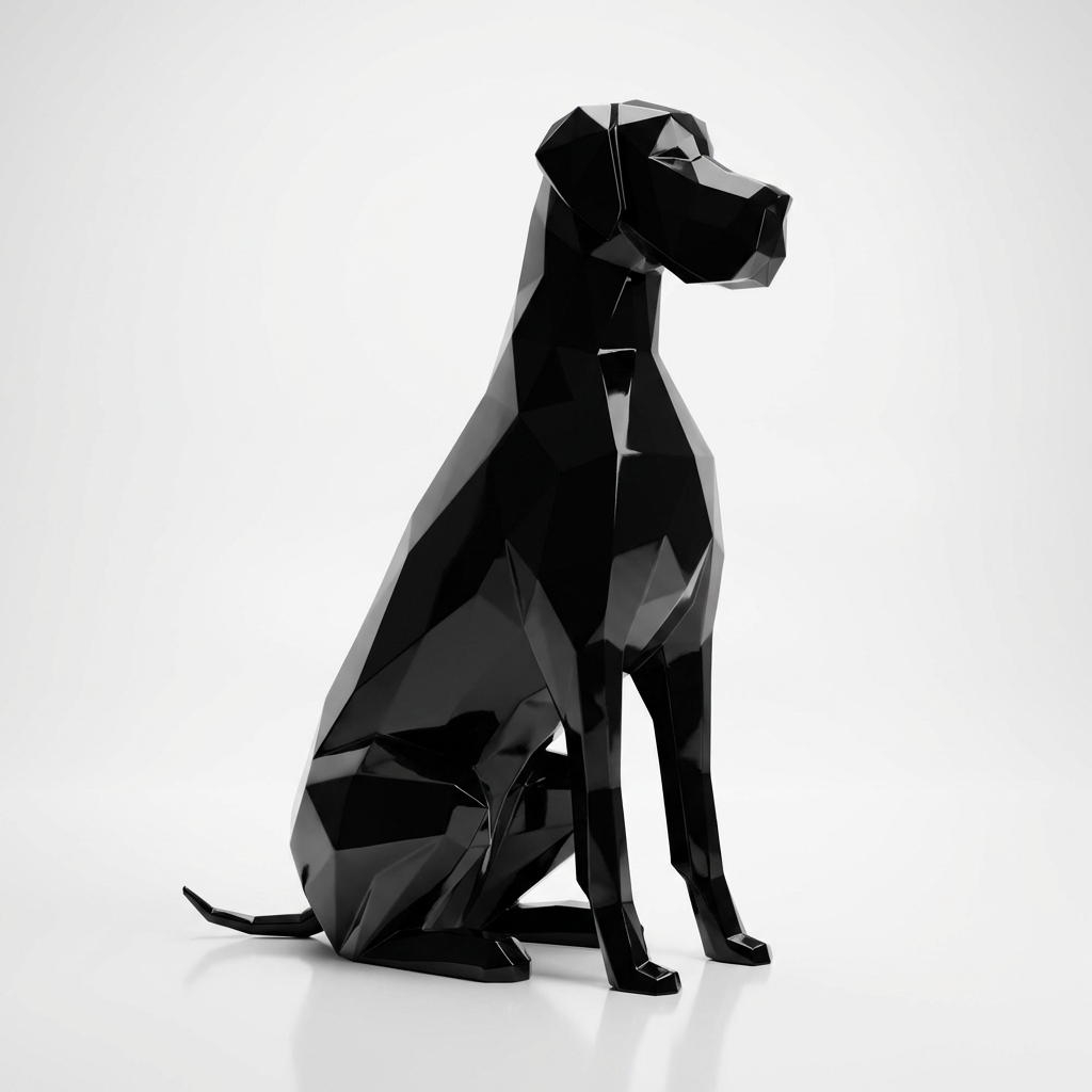 Grande Sculpture Chien Allemand Origami - Sculpture Origami