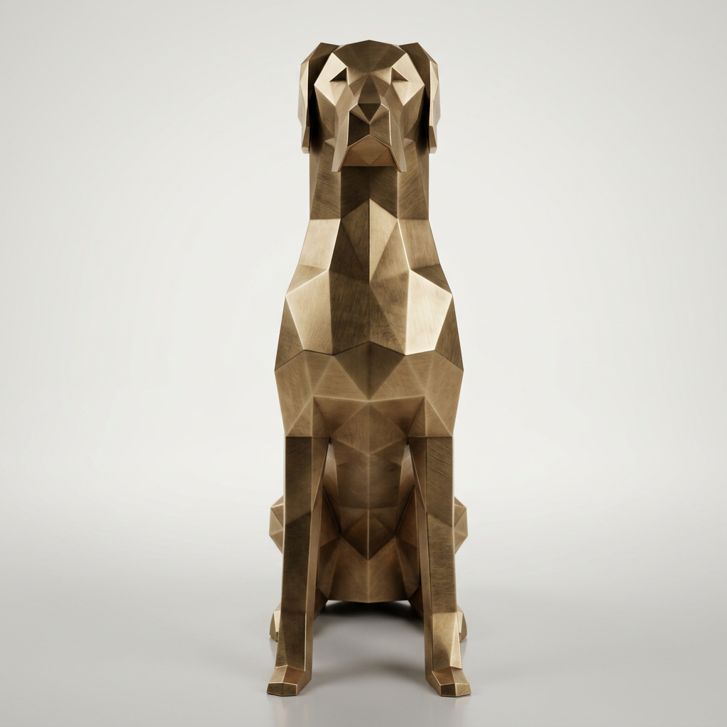 Grande Sculpture Chien Allemand Origami - Sculpture Origami
