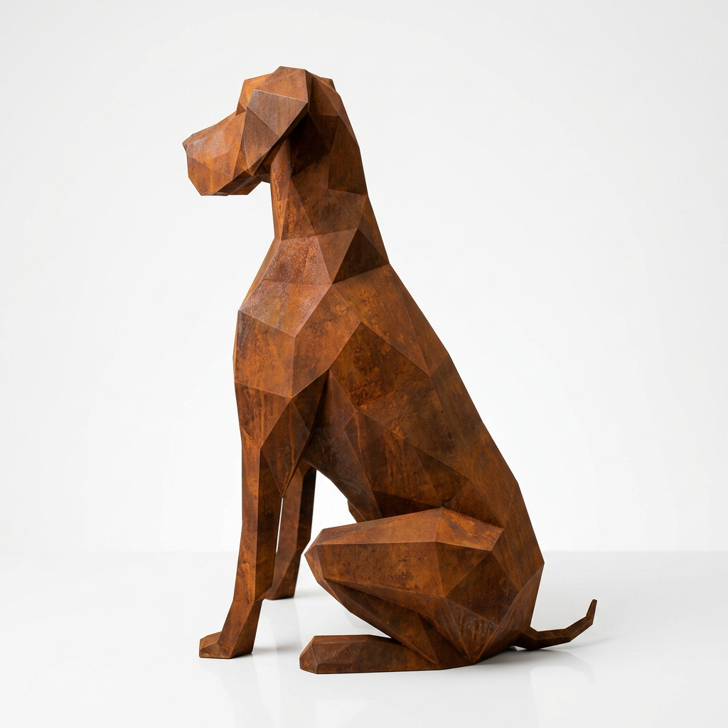 Grande Sculpture Chien Allemand Origami - Sculpture Origami