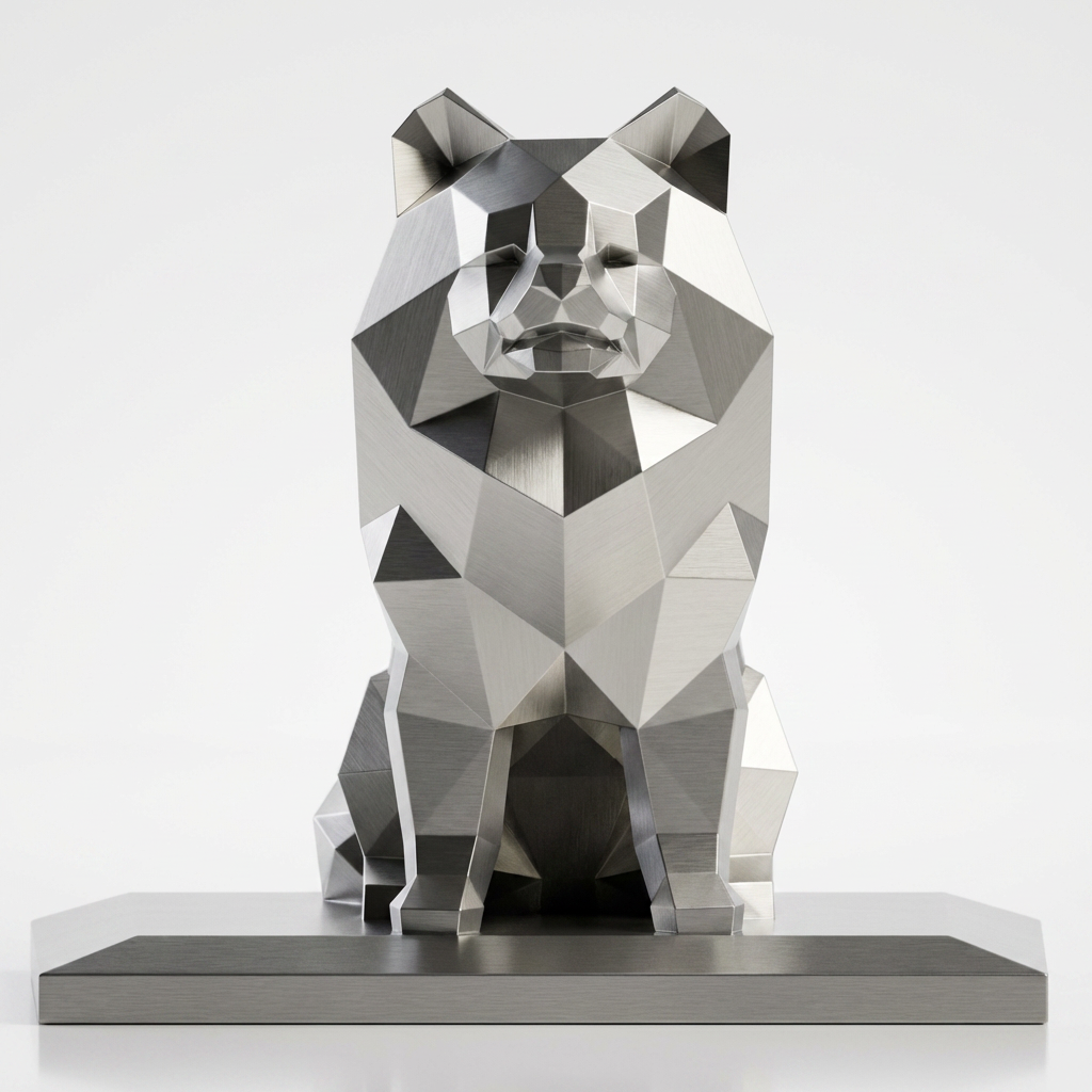 Grande Sculpture Chien Assis Facettée - Sculpture Origami