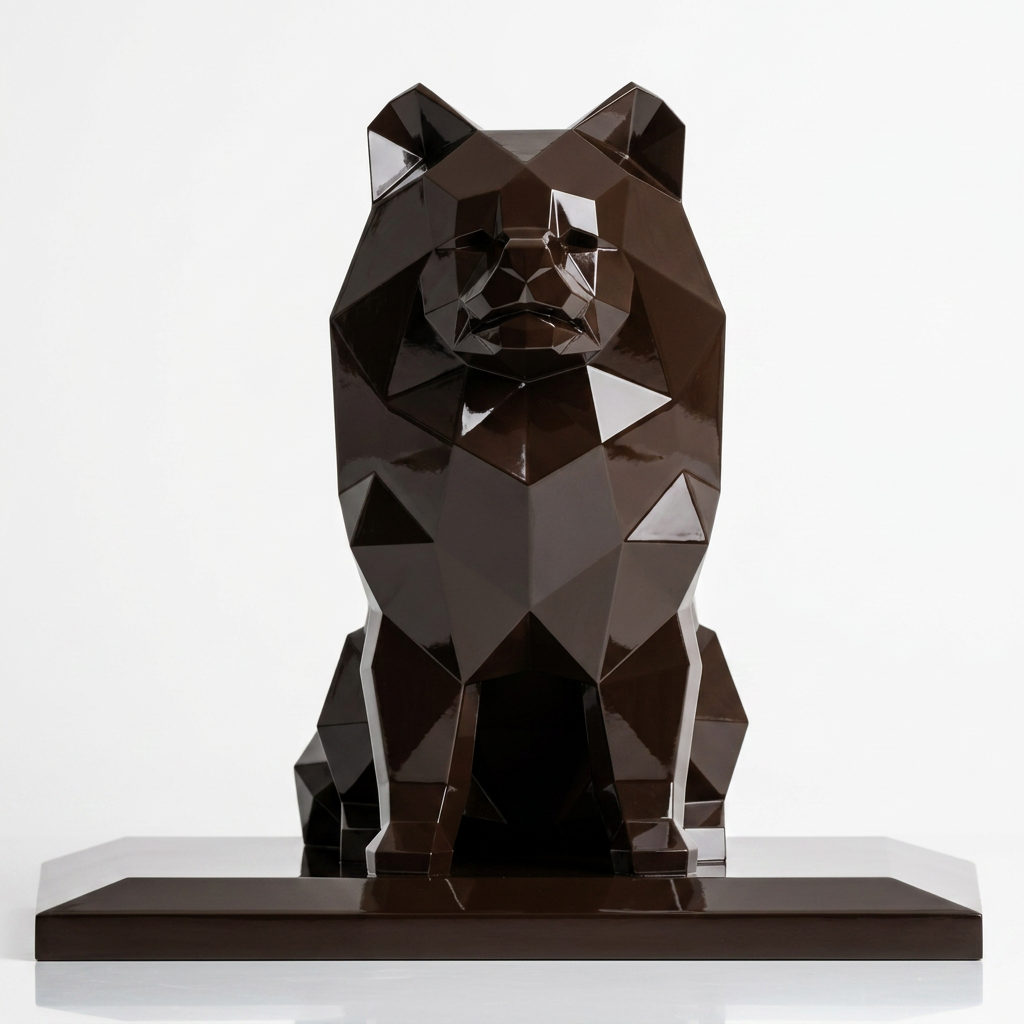 Grande Sculpture Chien Assis Facettée - Sculpture Origami