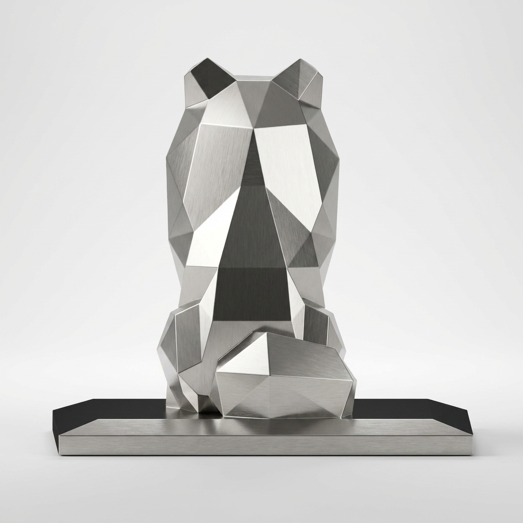 Grande Sculpture Chien Assis Facettée - Sculpture Origami