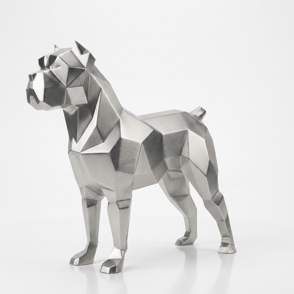 Grande Sculpture Chien Boxer Facettée - Sculpture Origami