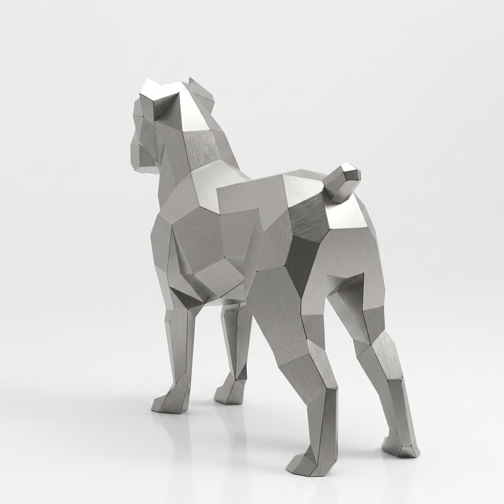 Grande Sculpture Chien Boxer Facettée - Sculpture Origami