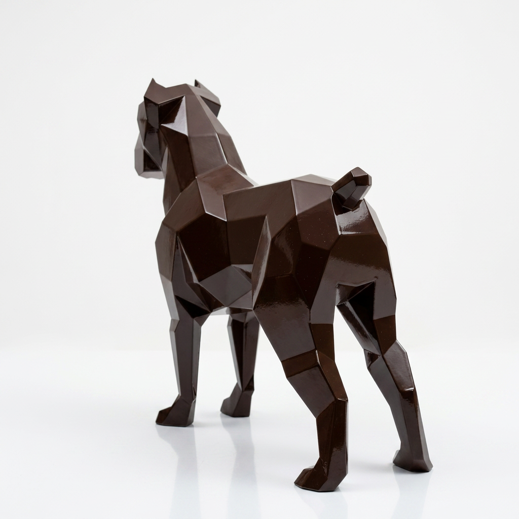 Grande Sculpture Chien Boxer Facettée - Sculpture Origami