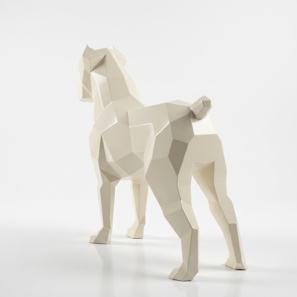 Grande Sculpture Chien Boxer Facettée - Sculpture Origami
