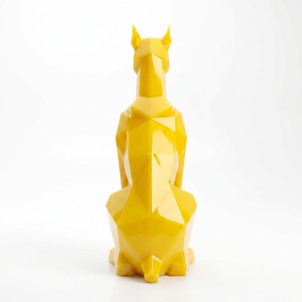 Grande Sculpture Chien Doberman Facettée - Sculpture Origami