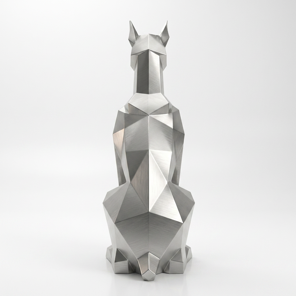 Grande Sculpture Chien Doberman Facettée - Sculpture Origami