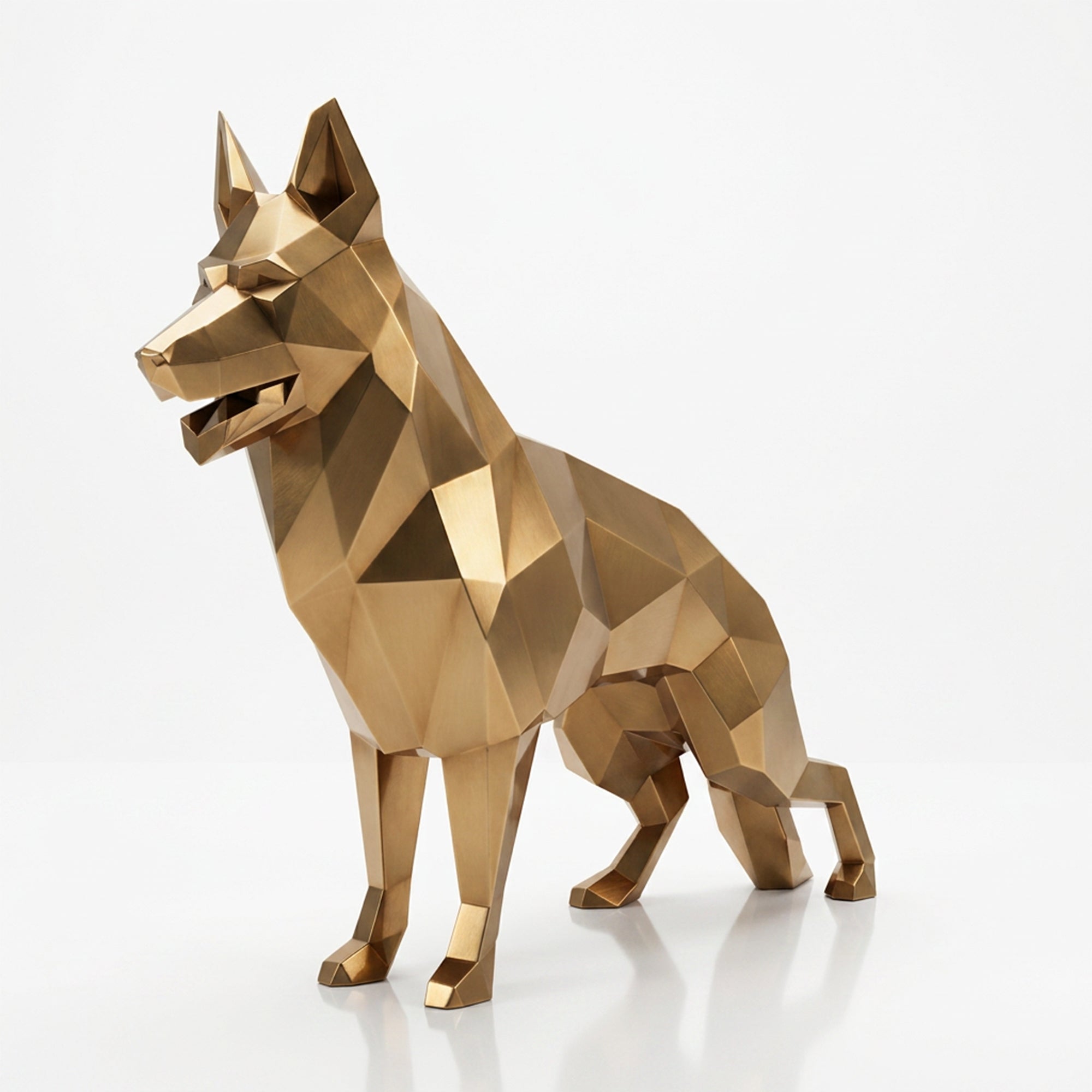 Sculpture chien German Shepherd Facettée - Sculpture Origami