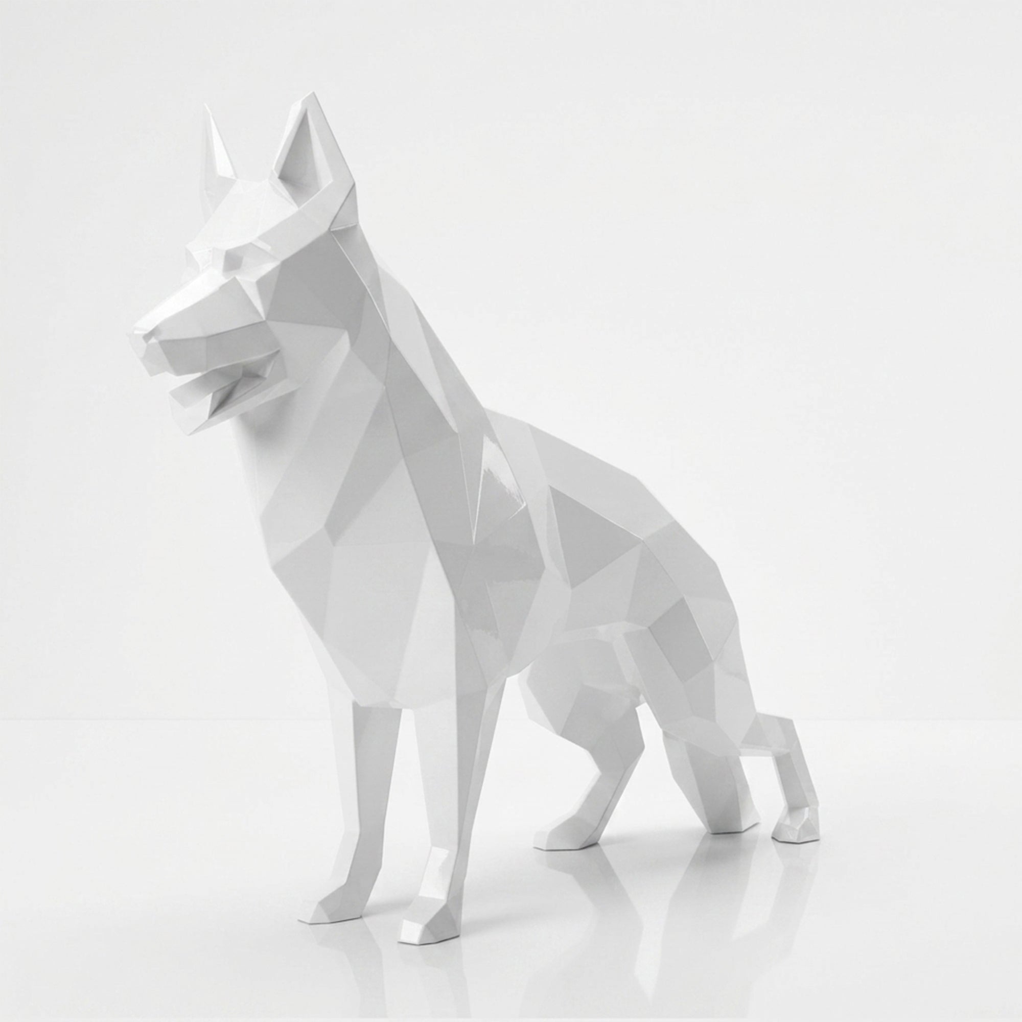 Sculpture chien German Shepherd Facettée - Sculpture Origami