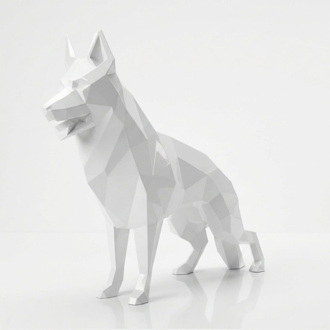 Sculpture chien German Shepherd Facettée - Sculpture Origami