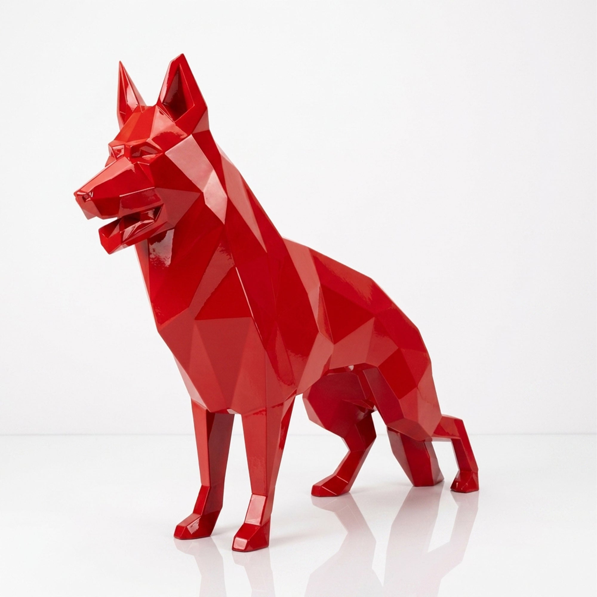 Sculpture chien German Shepherd Facettée - Sculpture Origami