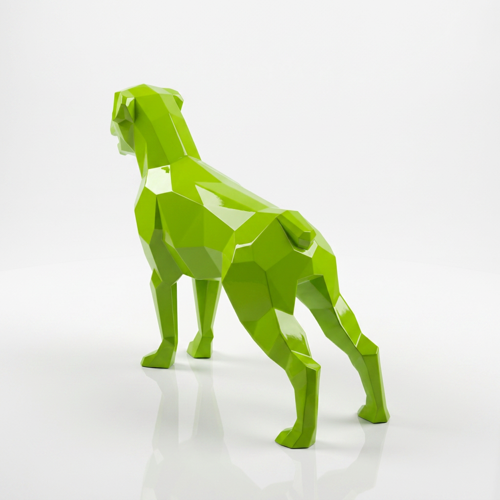 Grande Sculpture Chien Labrador Facettée - Sculpture Origami