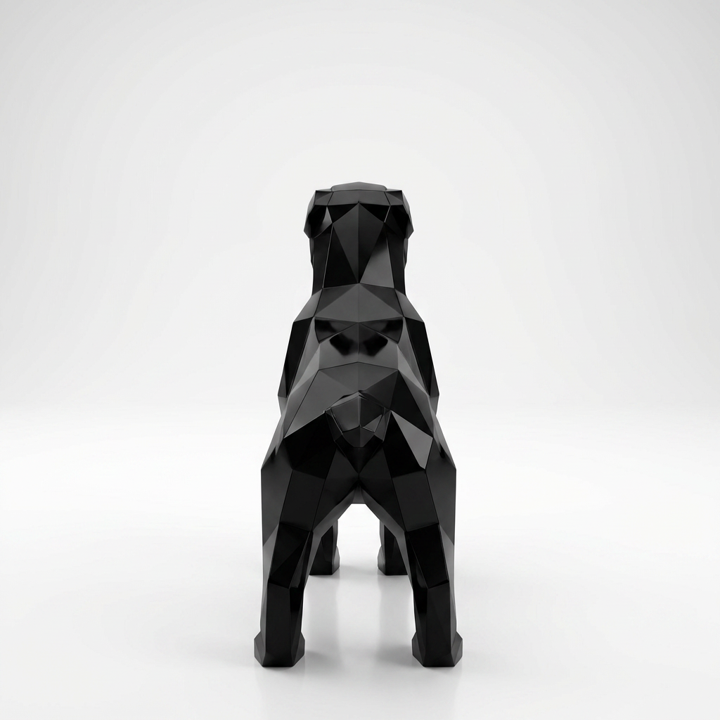 Grande Sculpture Chien Labrador Facettée - Sculpture Origami