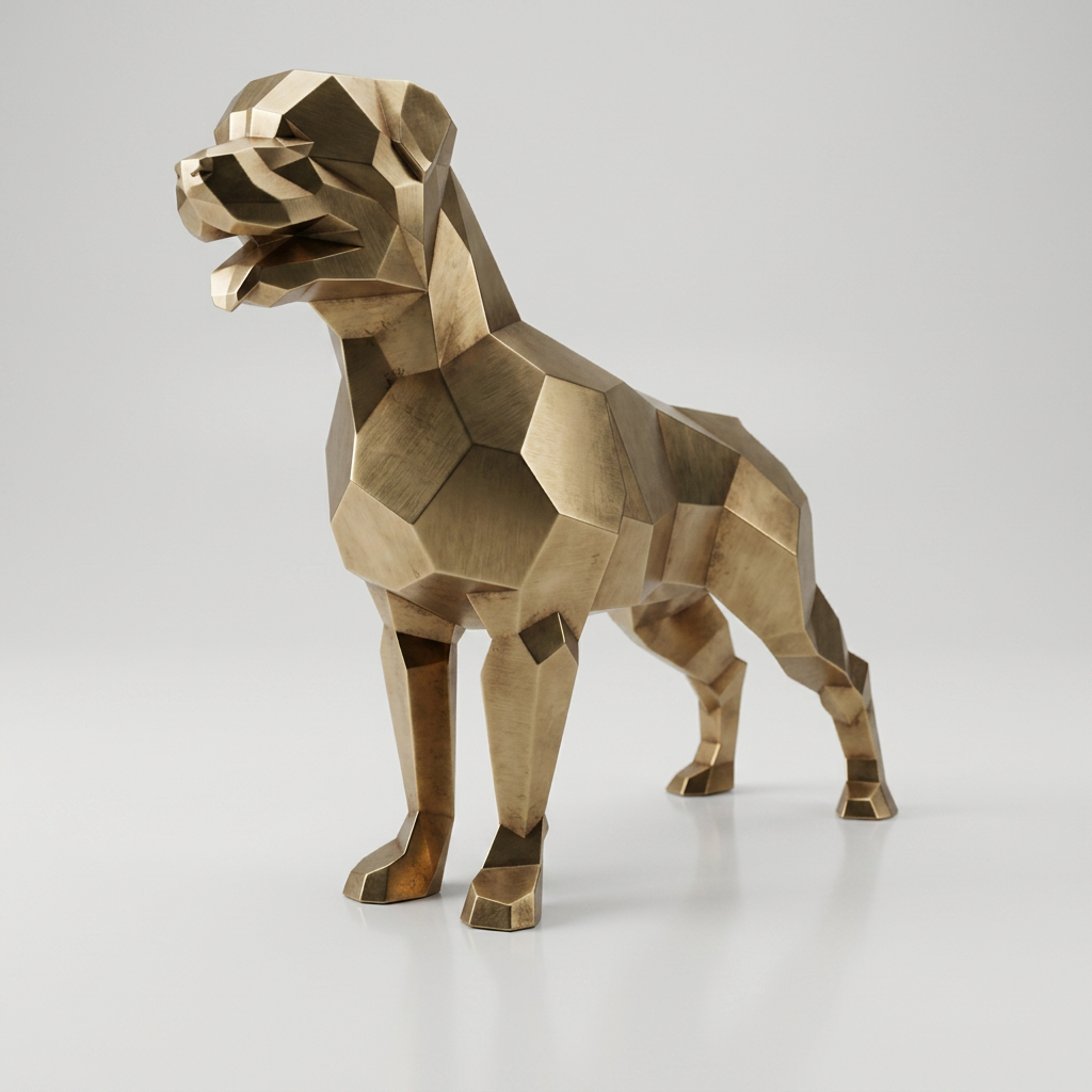 Grande Sculpture Chien Labrador Facettée - Sculpture Origami