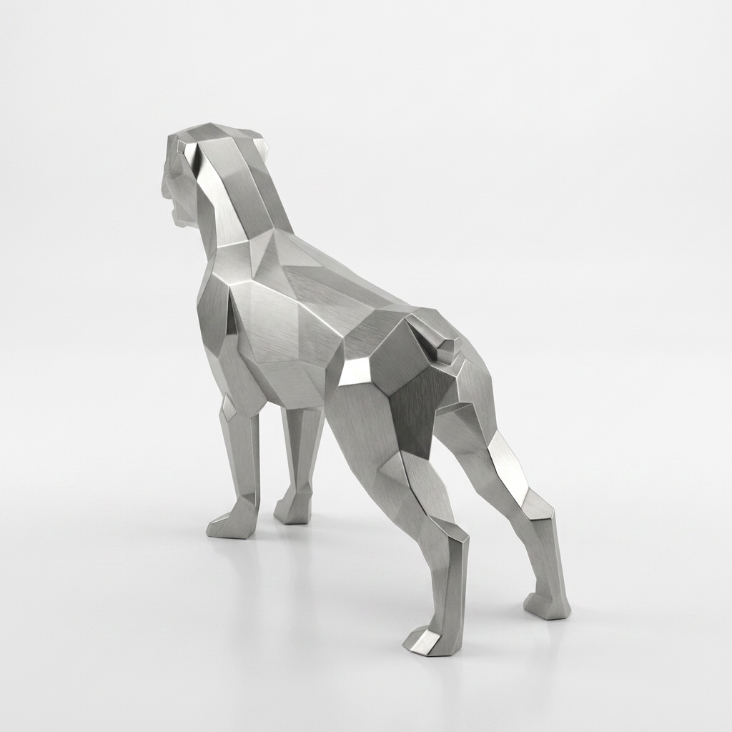 Grande Sculpture Chien Labrador Facettée - Sculpture Origami