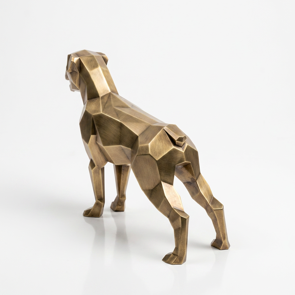 Grande Sculpture Chien Labrador Facettée - Sculpture Origami