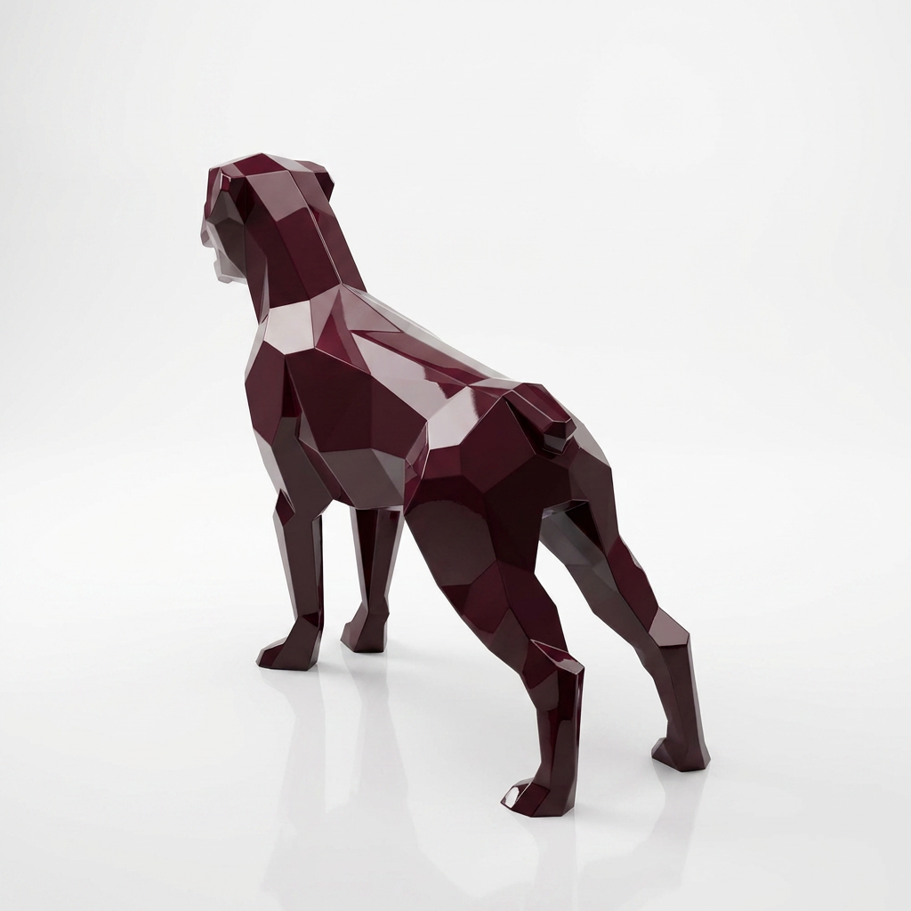 Grande Sculpture Chien Labrador Facettée - Sculpture Origami