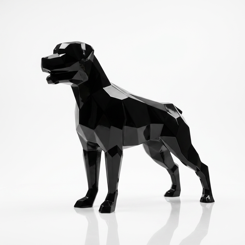 Grande Sculpture Chien Labrador Facettée - Sculpture Origami