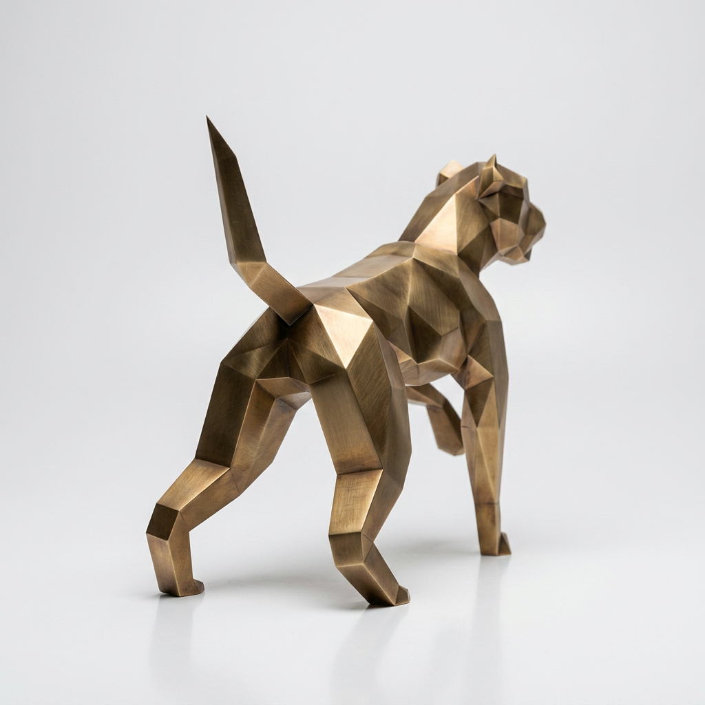 Sculpture Chien Pitbull Facettée - Sculpture Origami