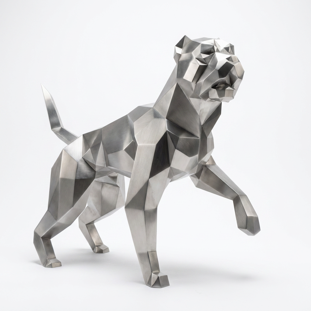 Sculpture Chien Pitbull Facettée - Sculpture Origami