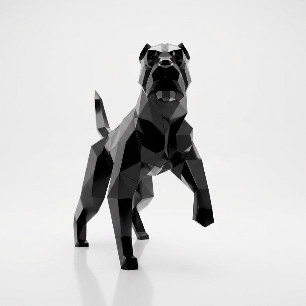 Sculpture Chien Pitbull Facettée - Sculpture Origami