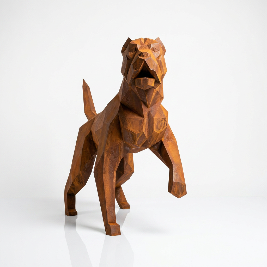 Sculpture Chien Pitbull Facettée - Sculpture Origami