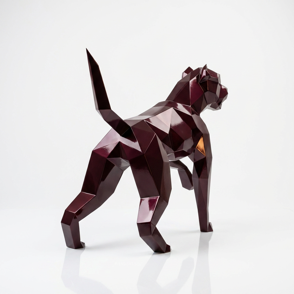 Sculpture Chien Pitbull Facettée - Sculpture Origami