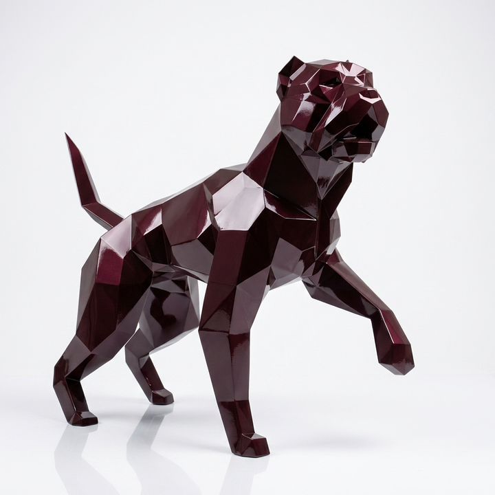 Sculpture Chien Pitbull Facettée - Sculpture Origami