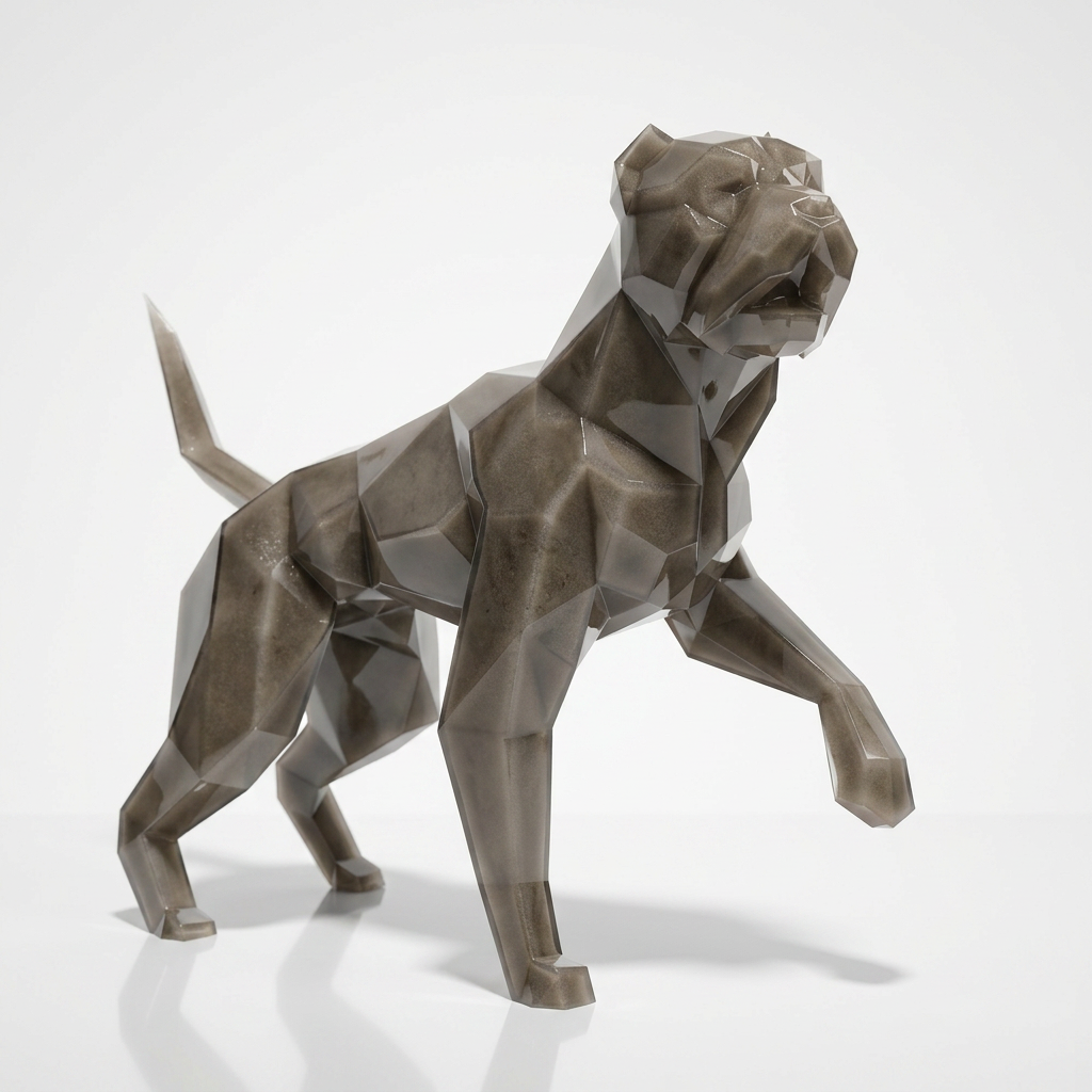 Sculpture Chien Pitbull Facettée - Sculpture Origami