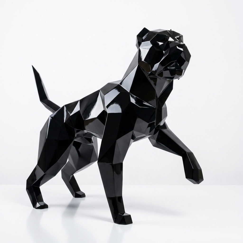 Sculpture Chien Pitbull Facettée - Sculpture Origami