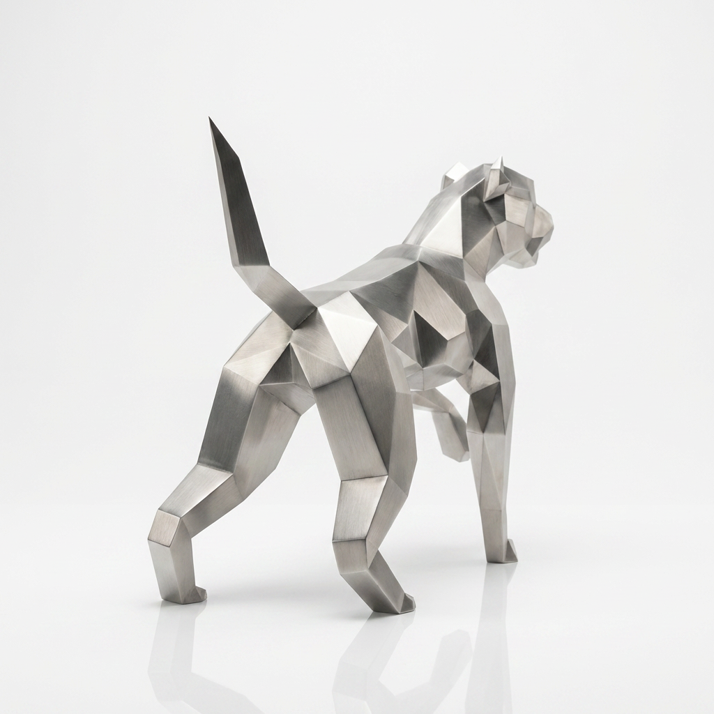 Sculpture Chien Pitbull Facettée - Sculpture Origami