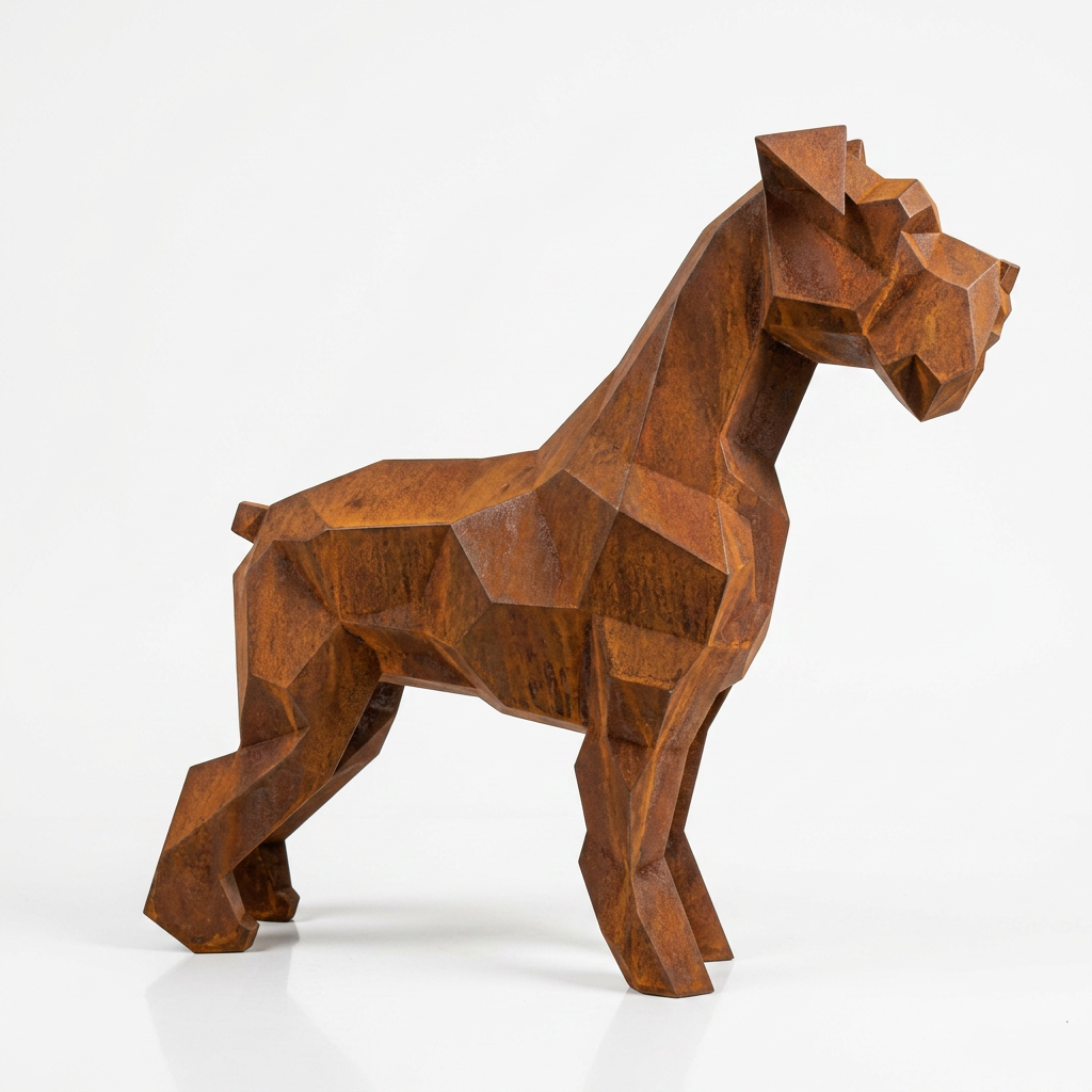 Grande Sculpture Chien Schnauzer Facette - Sculpture Origami