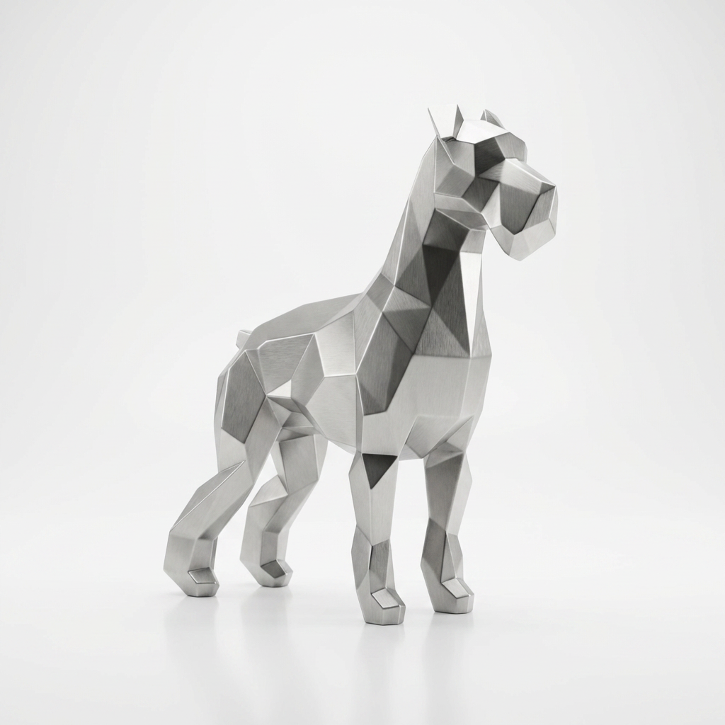 Grande Sculpture Chien Schnauzer Facette - Sculpture Origami