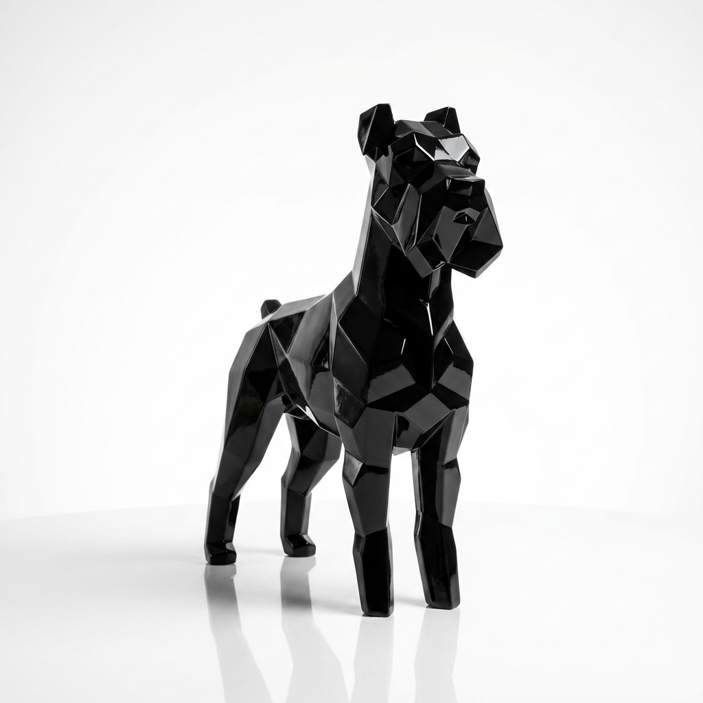 Grande Sculpture Chien Schnauzer Facette - Sculpture Origami