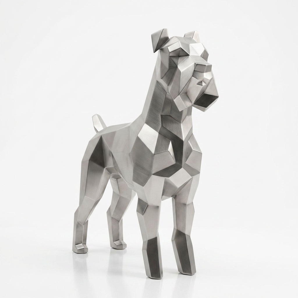 Grande Sculpture Chien Schnauzer Facette - Sculpture Origami