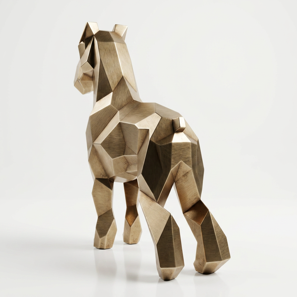 Grande Sculpture Chien Schnauzer Facette - Sculpture Origami