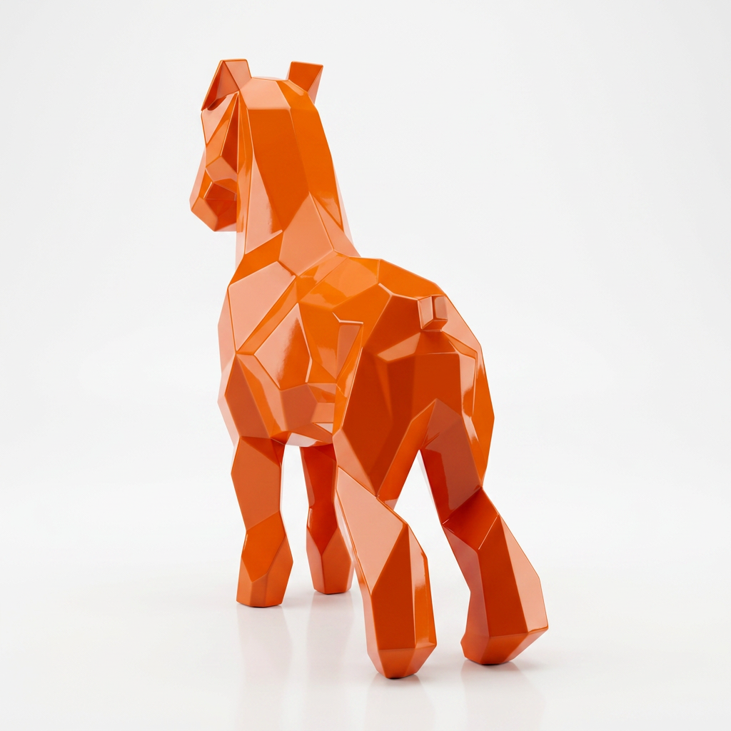 Grande Sculpture Chien Schnauzer Facette - Sculpture Origami