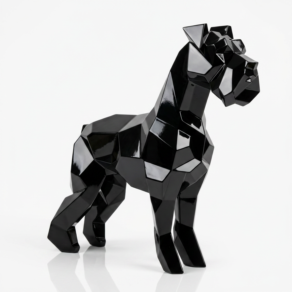 Grande Sculpture Chien Schnauzer Facette - Sculpture Origami