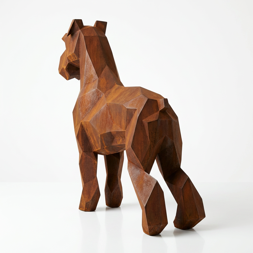 Grande Sculpture Chien Schnauzer Facette - Sculpture Origami