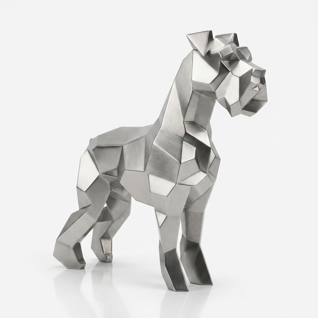 Grande Sculpture Chien Schnauzer Facette - Sculpture Origami