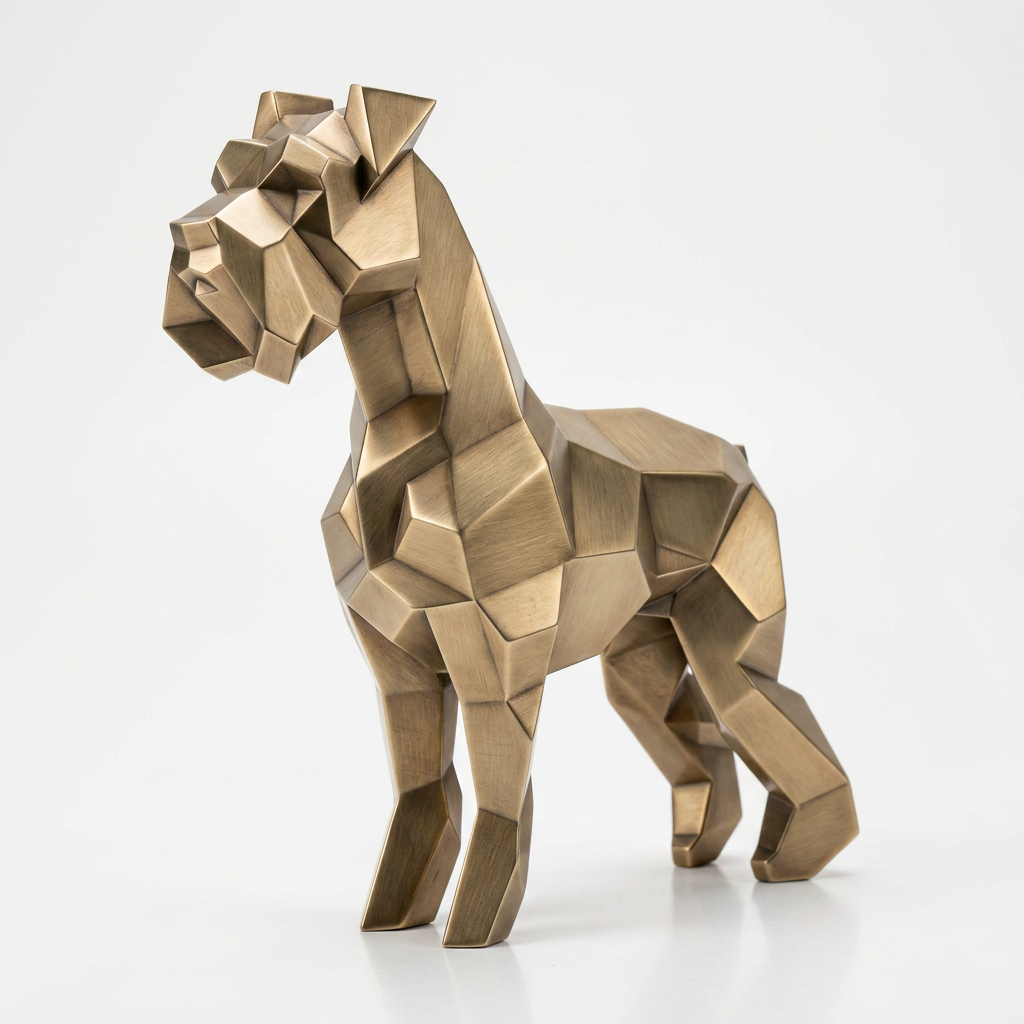 Grande Sculpture Chien Schnauzer Facette - Sculpture Origami