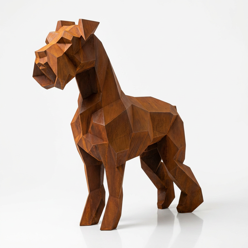 Grande Sculpture Chien Schnauzer Facette - Sculpture Origami