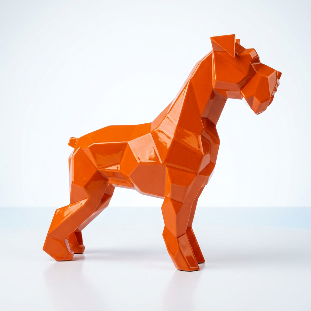Grande Sculpture Chien Schnauzer Facette - Sculpture Origami