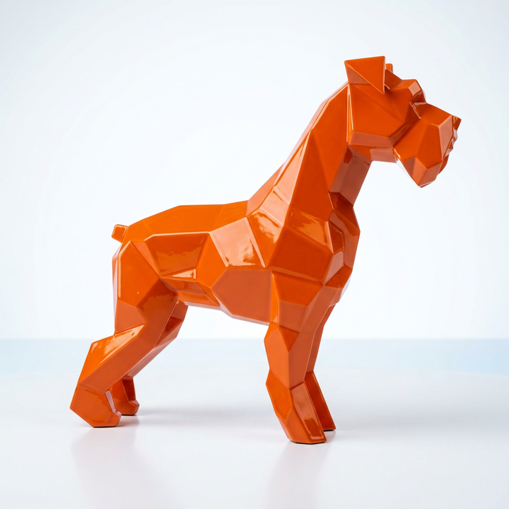 Grande Sculpture Chien Schnauzer Facette - Sculpture Origami