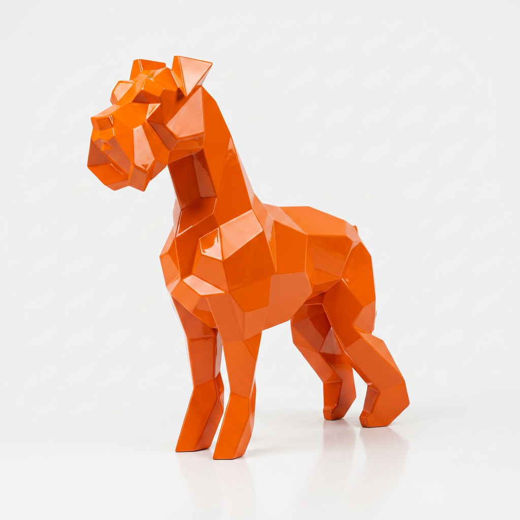 Grande Sculpture Chien Schnauzer Facette - Sculpture Origami